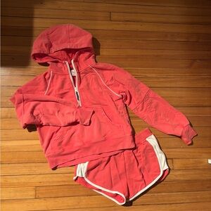 Aerie Coral Hoodie and Shorts Set